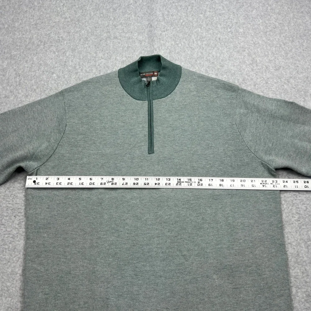 Peter Millar Sweater Mens Large Green 1/4 Zip Pullover Golf Crown Sport MF16ES04